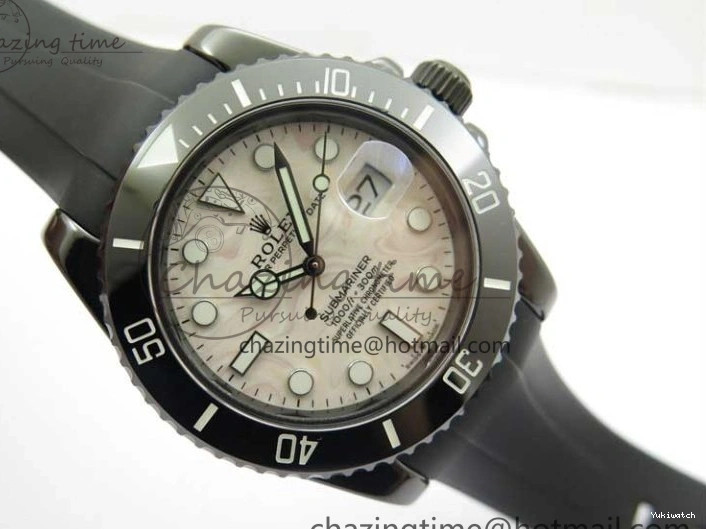 5GF Black Black Best SA3135 Cream Ceramic Dial Submariner on 40mm Strap Rubber Edition 1224